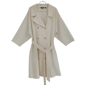 G By Giuliana Women's Cream Double-Breasted Trench Coat With Belt Size 3XP